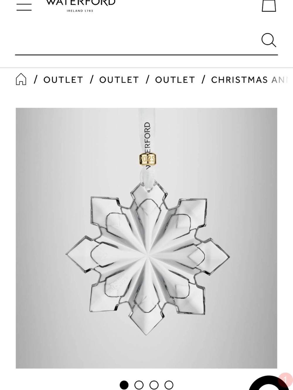 Waterford Clear Crystal Snowflake Ornament with Gold Accent